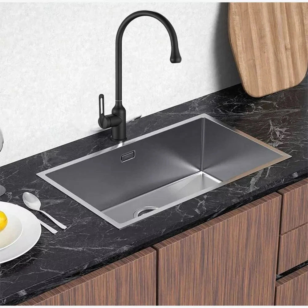 Trade Shop - Rubinetto Cucina Miscelatore Lavello Canna Alta Monocomando Nero Satinato 87254 -