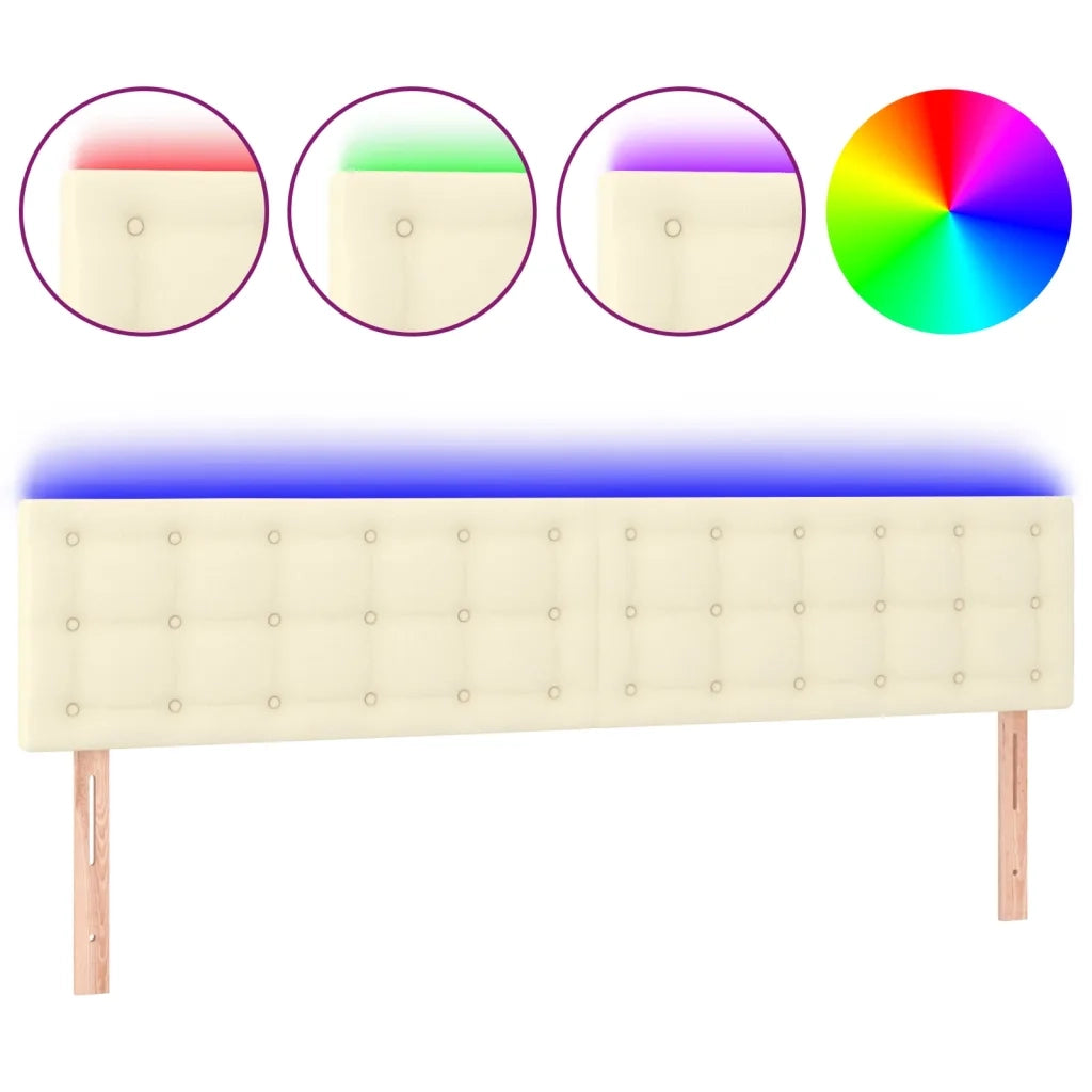 Testiera | Testata Crema a LED 160x5x78/88 cm in Similpelle