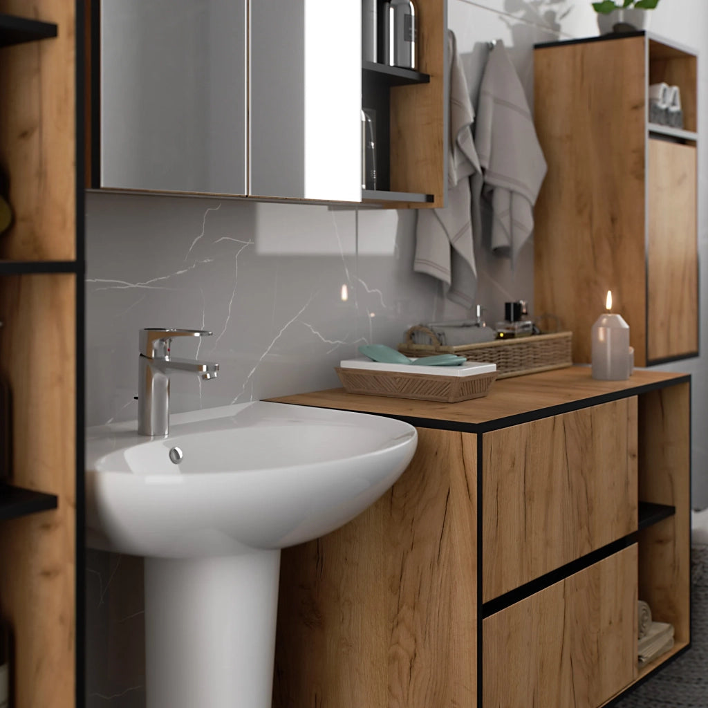 Mobile bagno sospeso VAMI Rovere Craft, Nero 35 cm 1 anta 35x30x80 cm