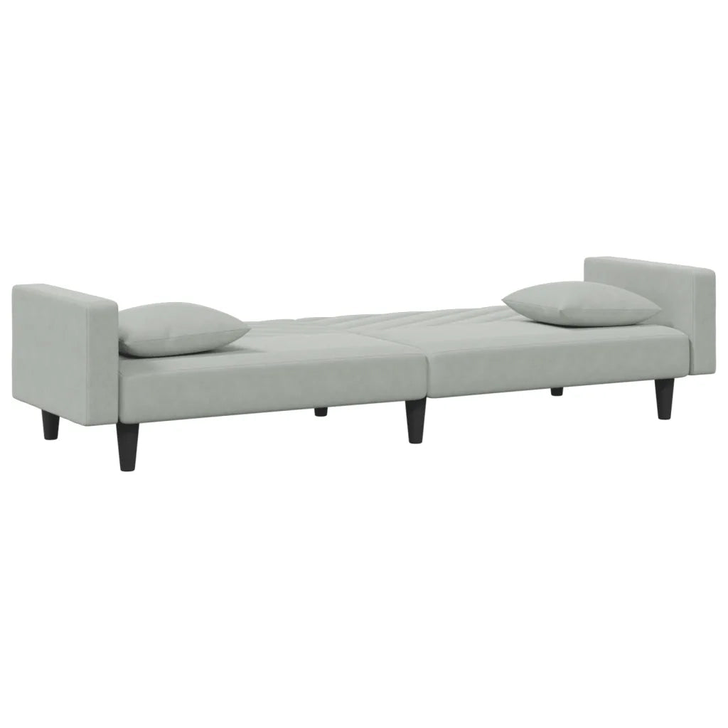 Set di Divani 2 pz con Cuscini Grigio Chiaro in Velluto