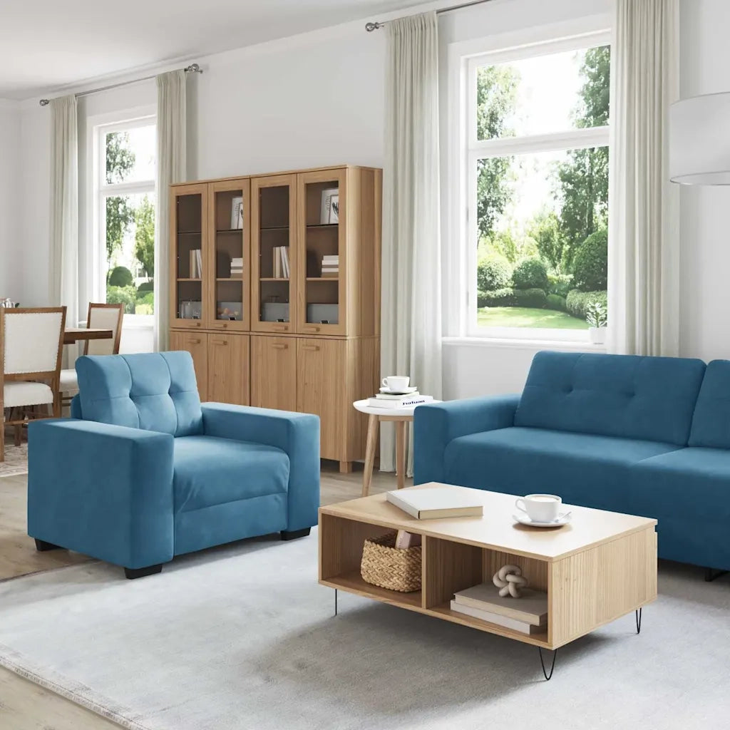 Set di divani 3 pcs Blu 221 x 80 x 80 cm Velluto 3324648