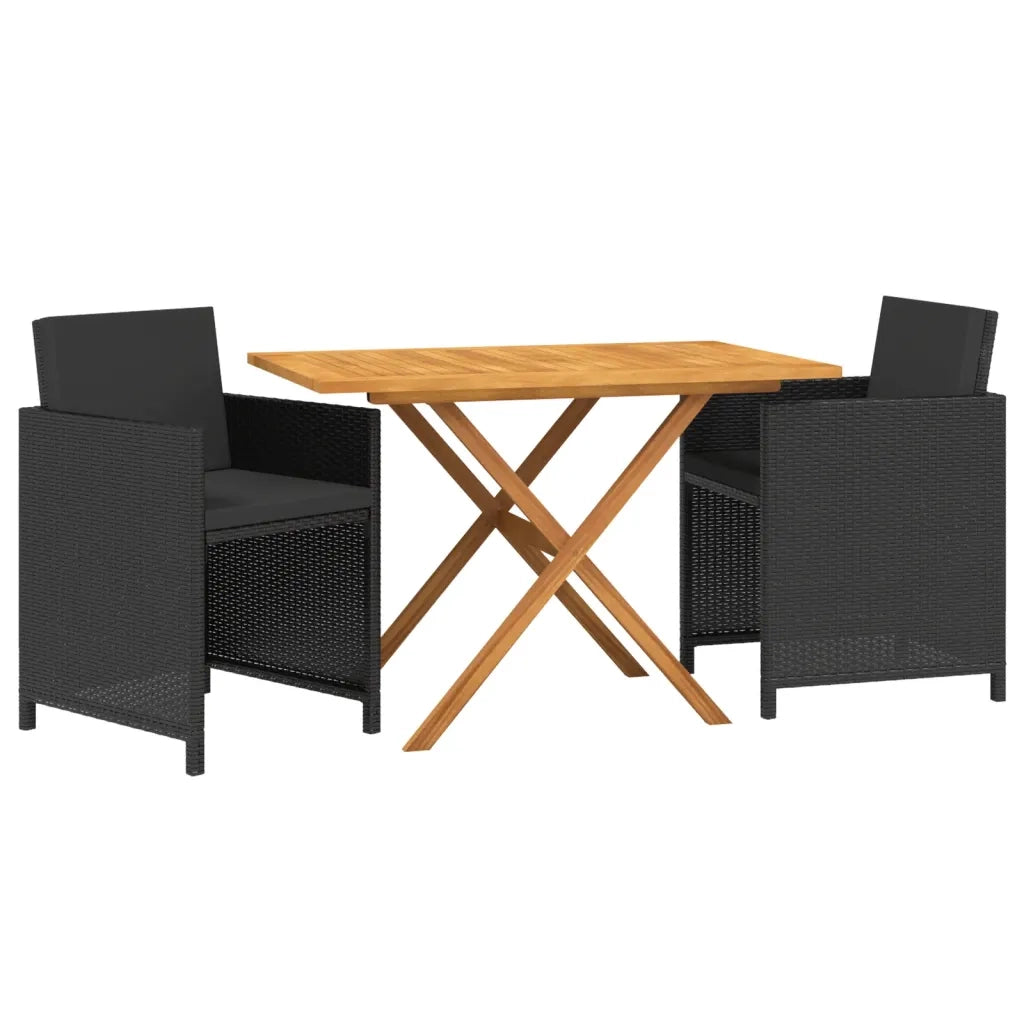 Set da Pranzo da Giardino 3 pz con Cuscini Nero 3094302