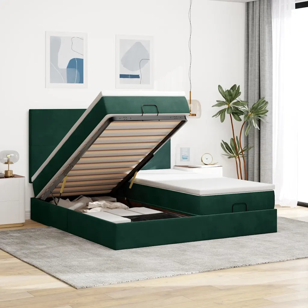Struttura Letto Pouf con Materassi 160x200 cm Velluto 3314600