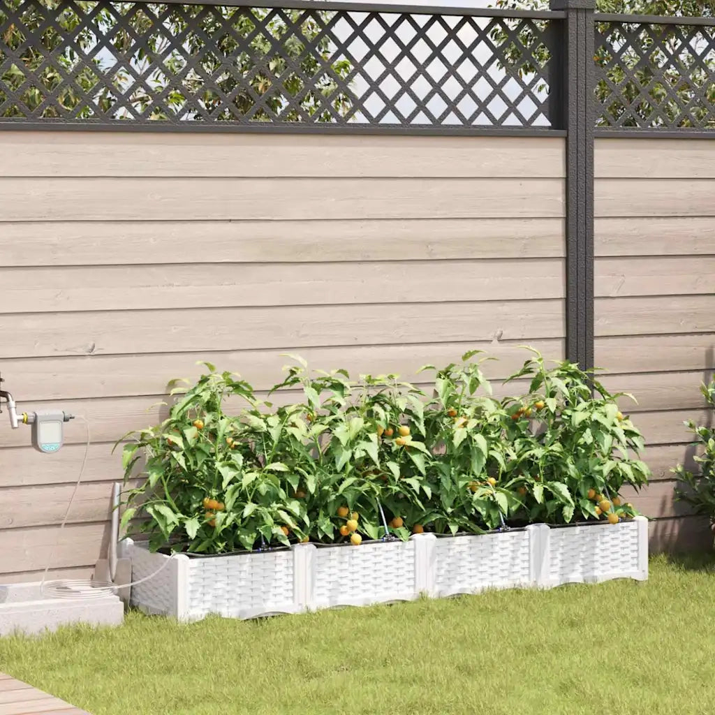 Fioriere | Cassetta per fiori | Vaso da giardino 4 pz Bianco 160 x 40 x 22 cm Plastica