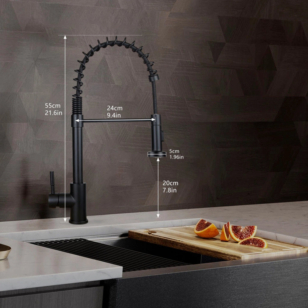 ZMH Miscelatore nero con doccia estraibile e design arcuato
