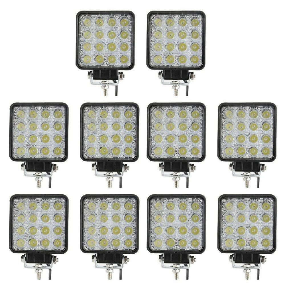 Trade Shop - Faro A Led Supplementare Per Auto Barca Camion Set Da 10pz 48w Lampada 12-24v -