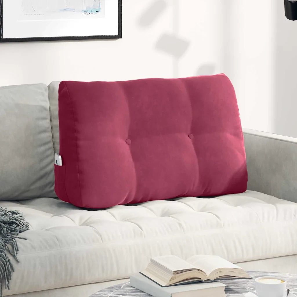 Cuscino per Schiena | Cuscino dorsale Rosso Vino 80 x 24 x 50 cm Velluto
