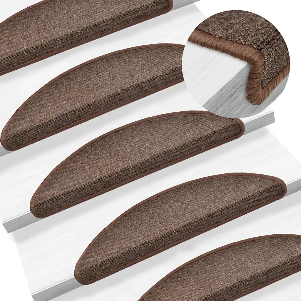Tappetini per scale 20 pz 56x17x3 cm Marrone caffè Semicircolari 3365785