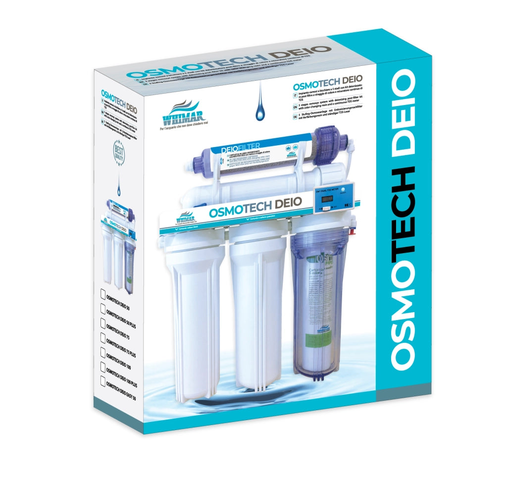 Whimar OsmoTech Deio Plus 50GPD 190 L/g - Impianto 5 stadi con membrana Pentair, flush-valve, post-filtro deionizzante e TDS