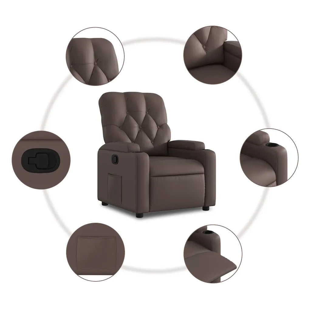 Poltrona | Sedia Relax Reclinabile Marrone in Similpelle