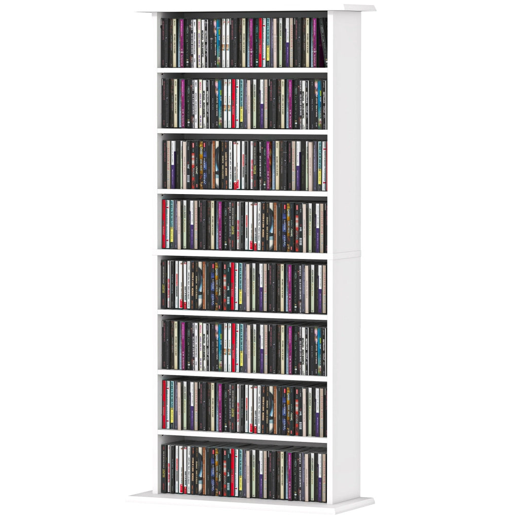 Libreria per CD e DVD con 8 scomparti e 6 ripiani regolabili ¨C Minimal ¨C bianco