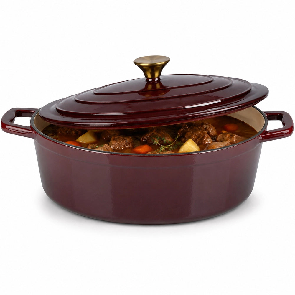 Casseruola Pesante 33 cm Bordeaux Ghisa Pentola Olandese Conservazione Calore