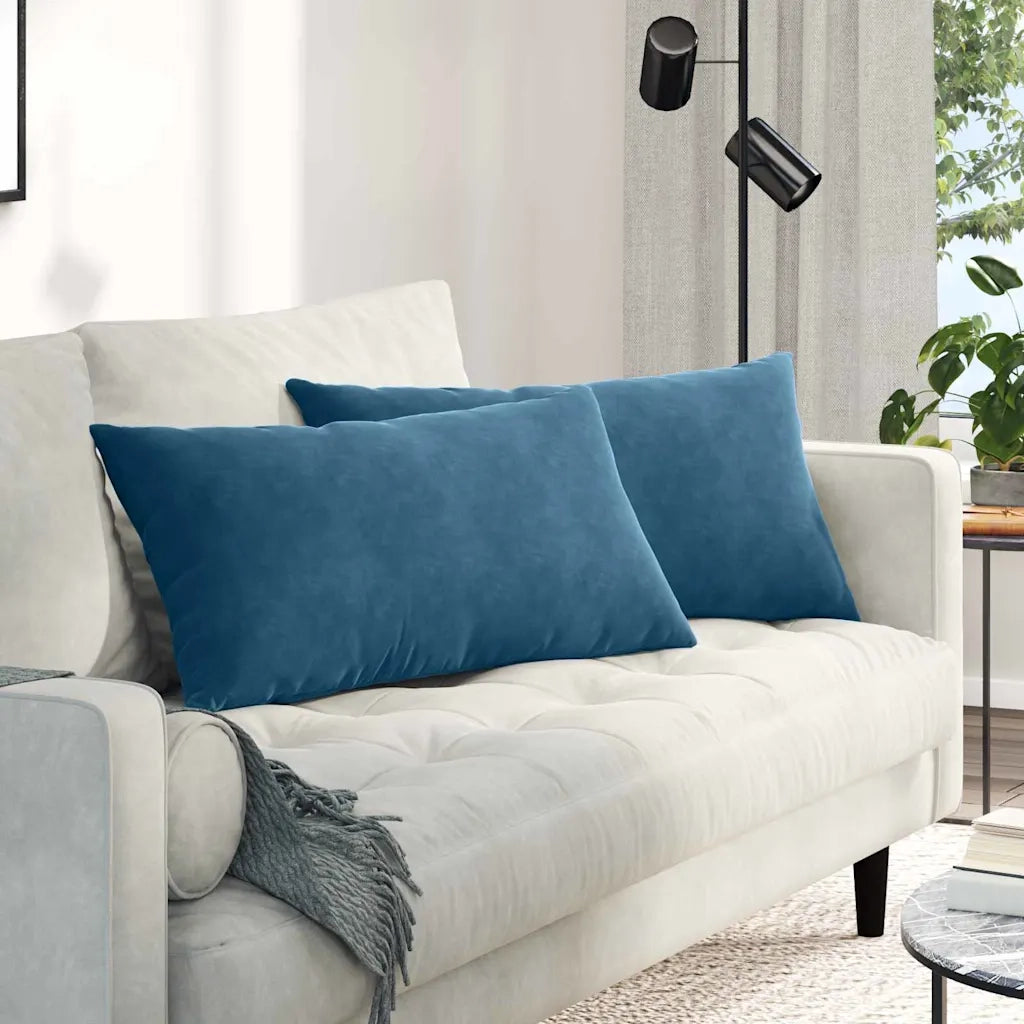 Cuscini da Divano 2 pz-Set di 2 Cuscini per Sofa Blu 80 x 40 cm Tessuto in Cords 549515