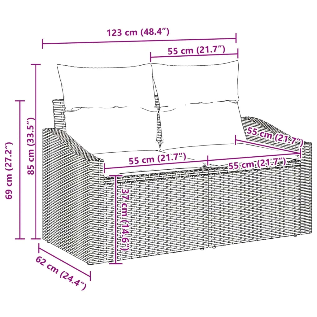 Set di divani con cuscino 10 pcs Nero polyrattan 3346896