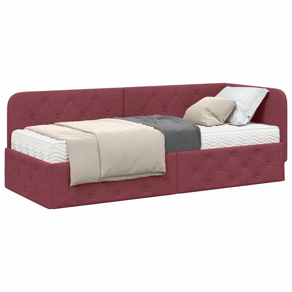 Cornice del letto ad angolo Rosso Vino 80 x 200 cm Tessuto 3394032