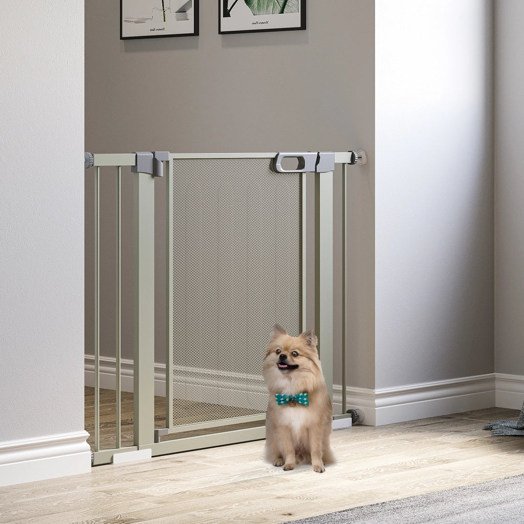 Cancellino per Cani Estensibile a Pressione con Chiusura Automatica, 75-103x76 cm, Grigio