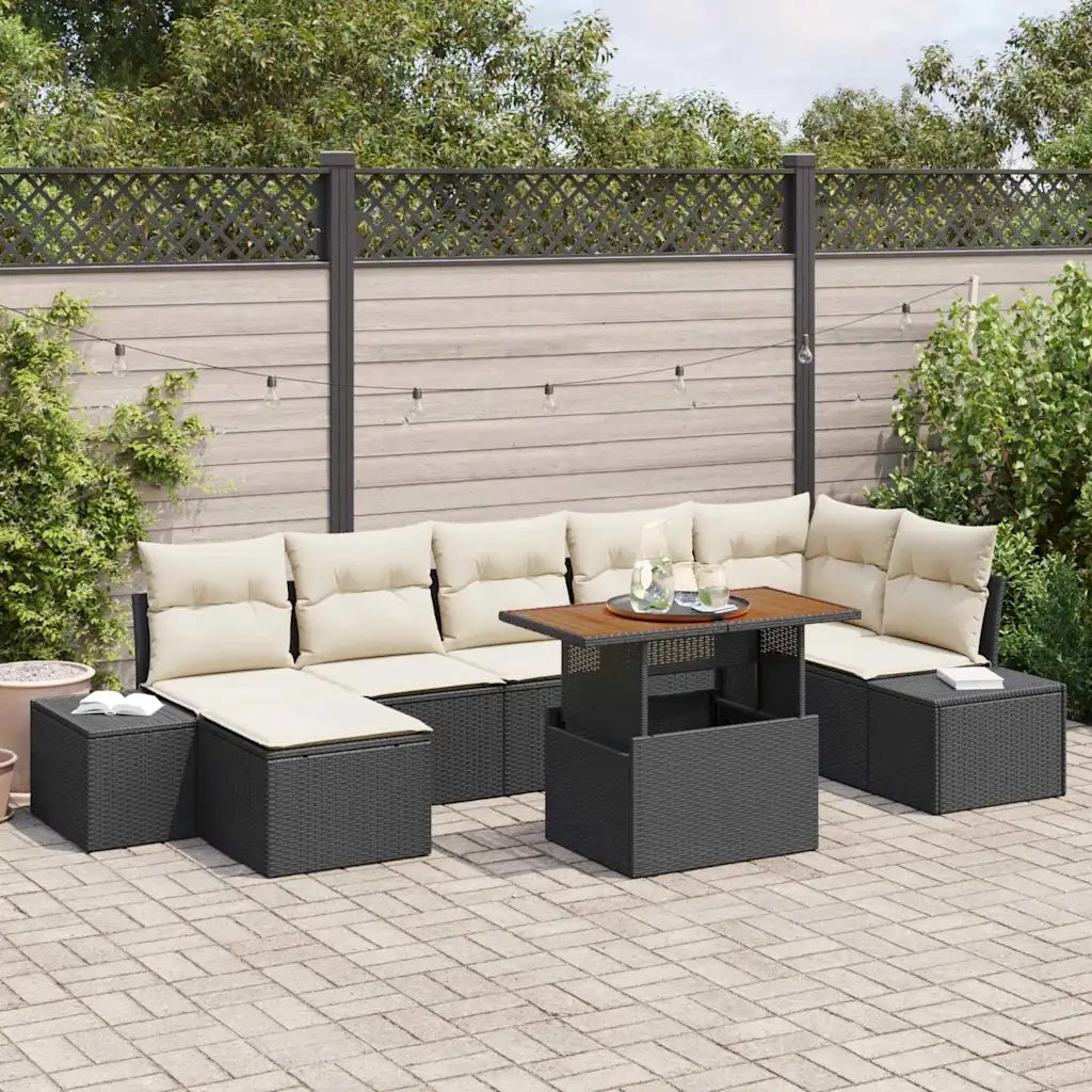 Set Divano da Giardino con archiviazione 8 pcs Nero Poly Rattan 3358728