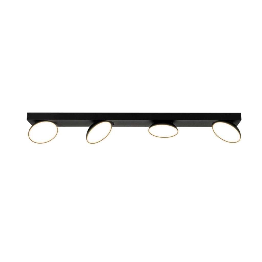 Faretto soffitto moderno 4 luci nero orientabile LED 20W