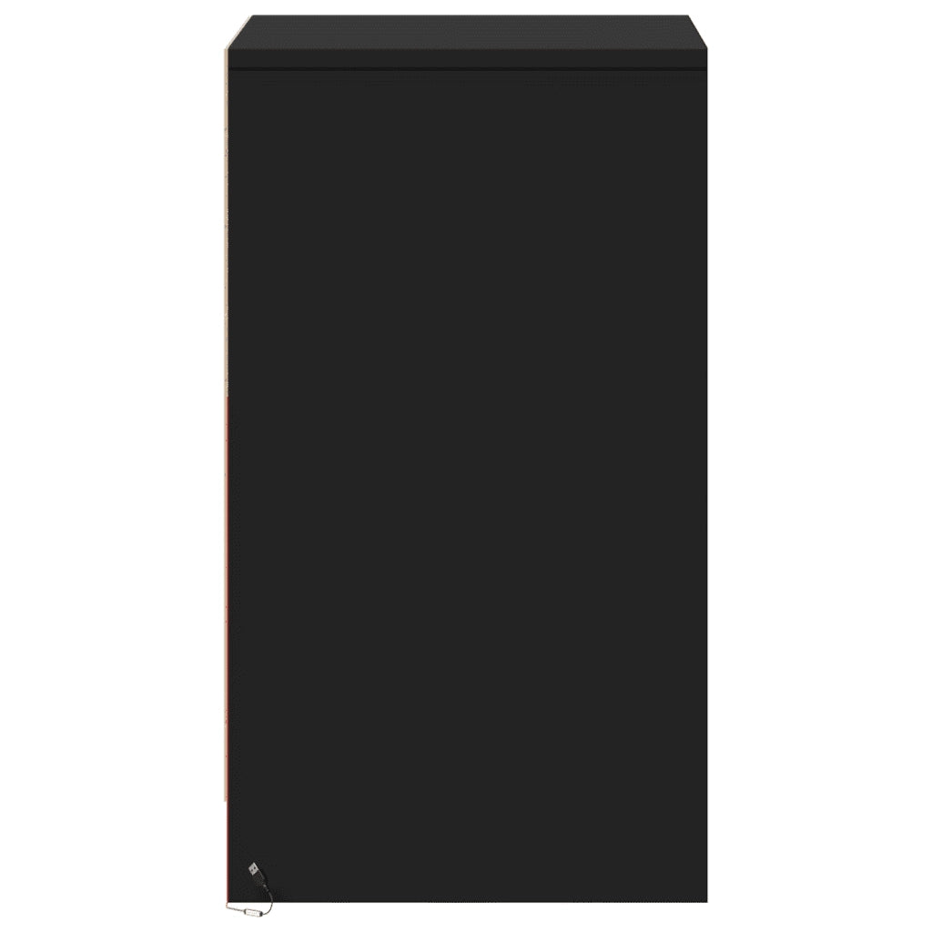 Comodino con Luci LED Nero in Legno Multistrato 852013