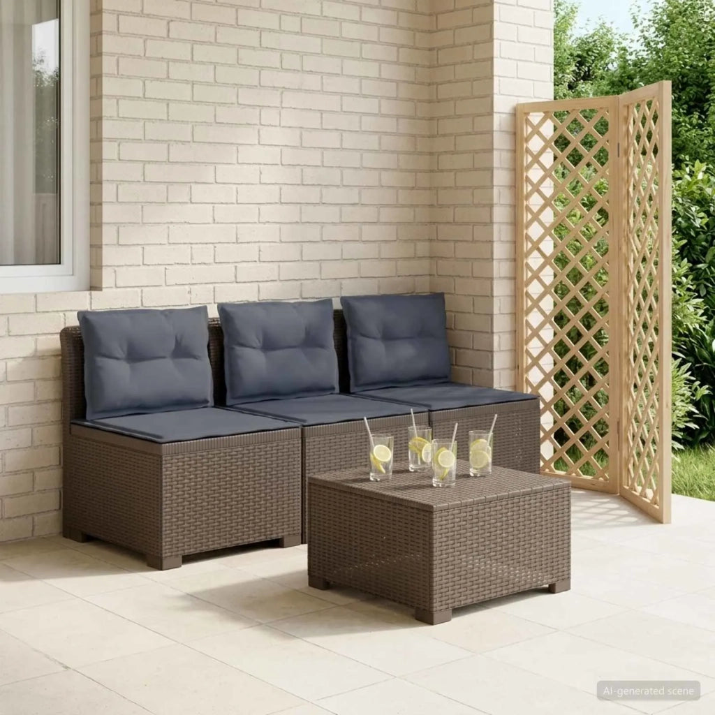 Divano da esterno-Divano da Giardino 3 posti con cuscini in look rattan PP 949619