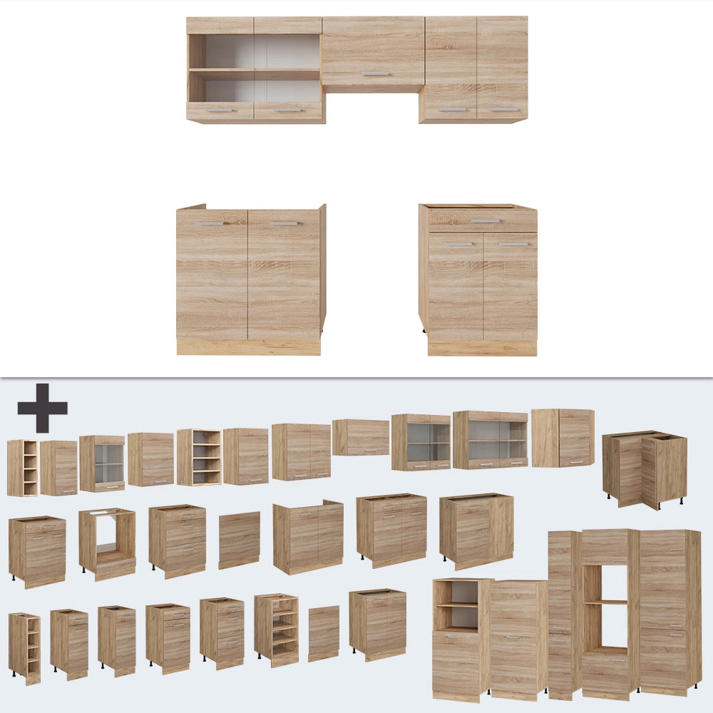 Cucina componibile R-Line Sonoma/Rovere dorato 200 cm, PL Rovere Vicco