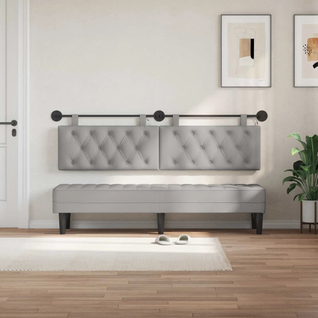 Testiera | Testata sospesa Con luce LED Grigio Nuvola Tessuto