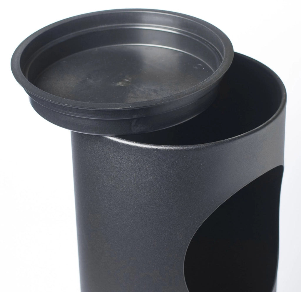 Pattumiera Gettacarte Ø24,3xh66,5 cm con Posacenere In Acciaio Verniciato Nero