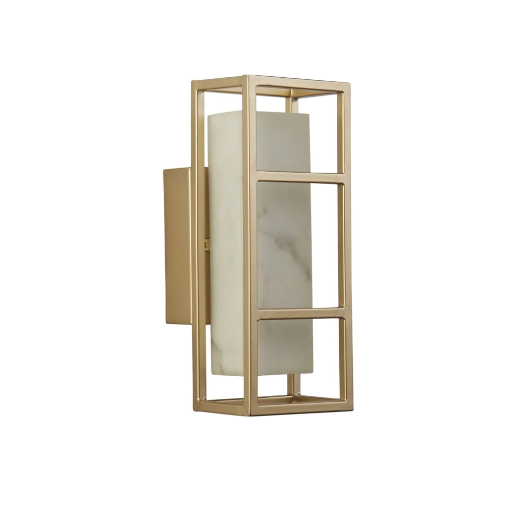 Applique LED Mirage, oro opaco e resina marmorizzata