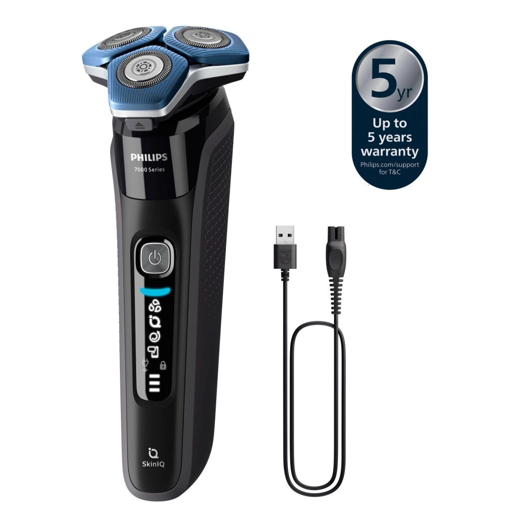 Philips S7886-35 Serie 7000 Rasoio elettrico Rotazione Wet e Dry 3 testine autonomia 60 min colore Nero