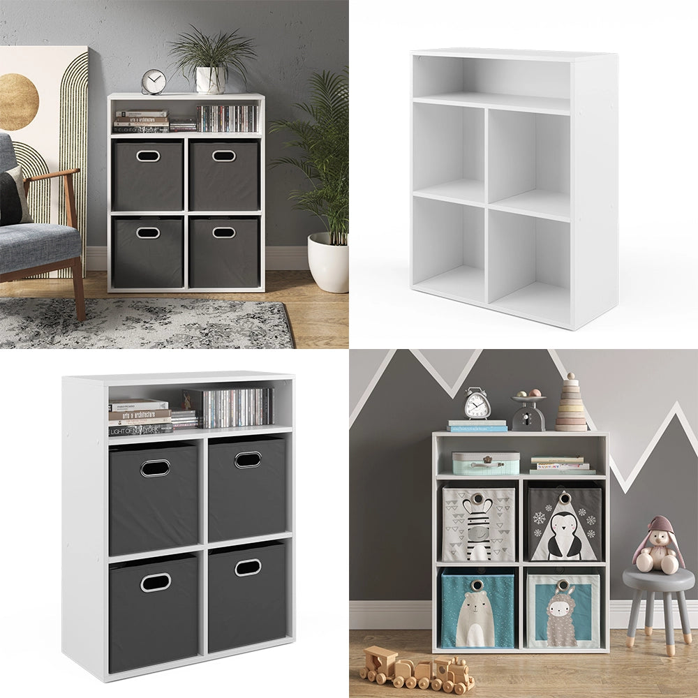 Vicco Libreria Bianco 72 x 90.2 cm con 4 scatole pieghevoli
