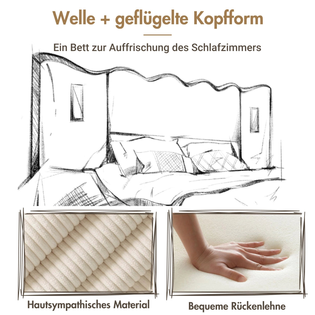 letto imbottito corda beige 180x200 cm