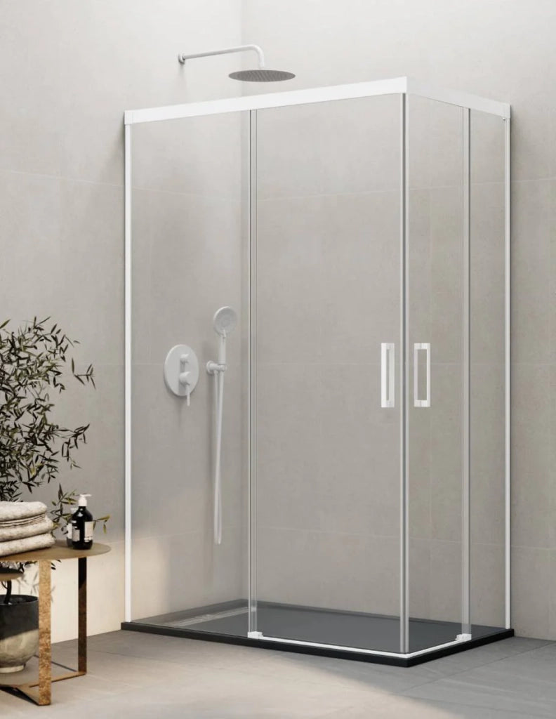 Box doccia ingresso angolare 2+2 THALASSA (BASIC) 70x70 cm Bianco vetro trasparente