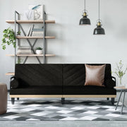 Divano Letto con Braccioli Nero in Tessuto 351933