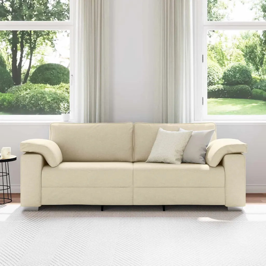 Divano 3-Persone Crema 220 cm Tessuto 4105244