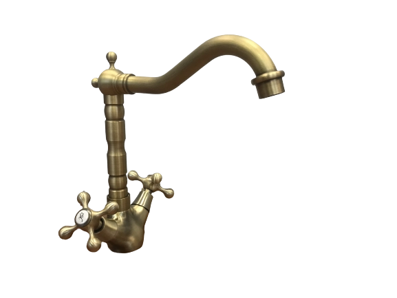 Rubinetto per lavabo cucina bronzato stile vintage lavorato