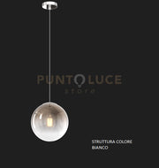 SOSPENSIONE BIANCO 1 LUCE VETRO PICCOLO BRONZO 1194BI-S20-BR