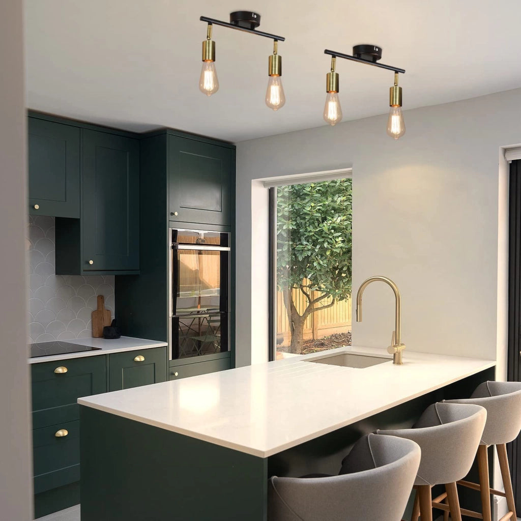 ZMH Faretto da soffitto vintage E27 nero oro a sospensione