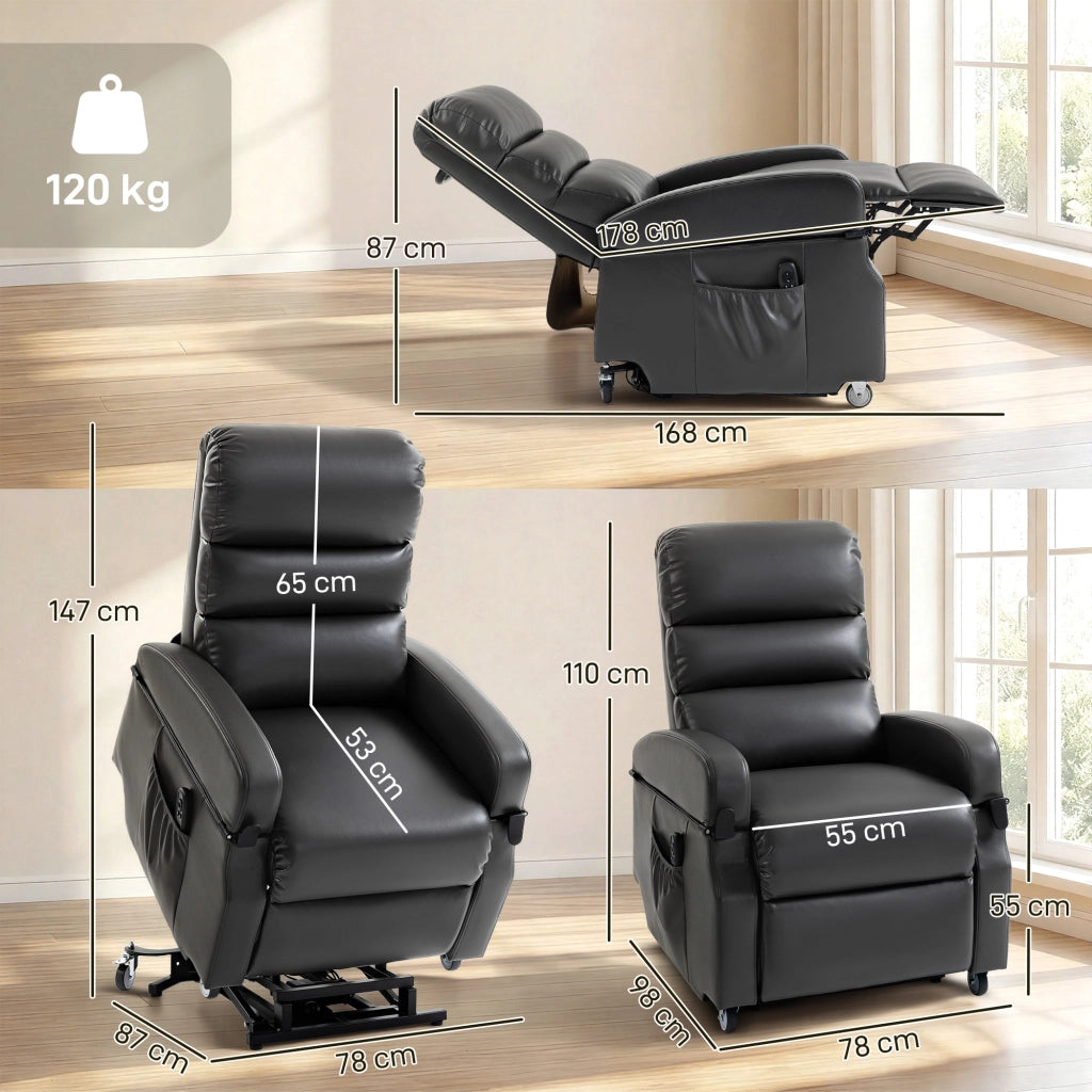Poltrona Relax Elettrica con Alza Persona ¨C Zephmum ¨C Grigio Scuro
