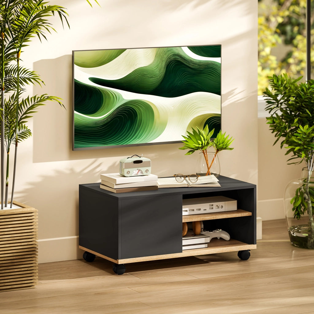 Mobile TV con Ruote ¨C Xylo ¨C Nero 80x45x41cm
