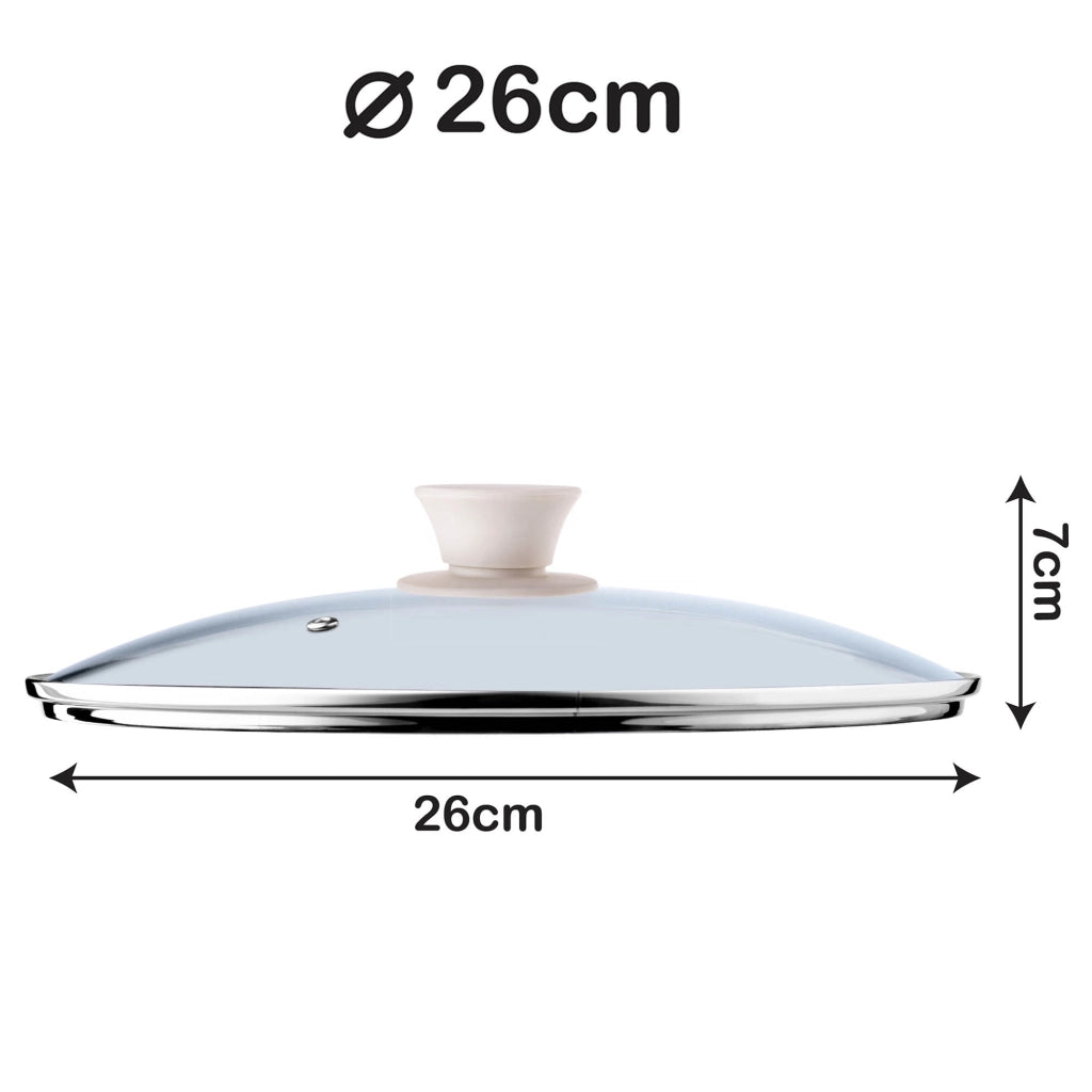 Coperchio in vetro KADAX da 26 cm, universale, resistente al calore, per pentole e padelle.