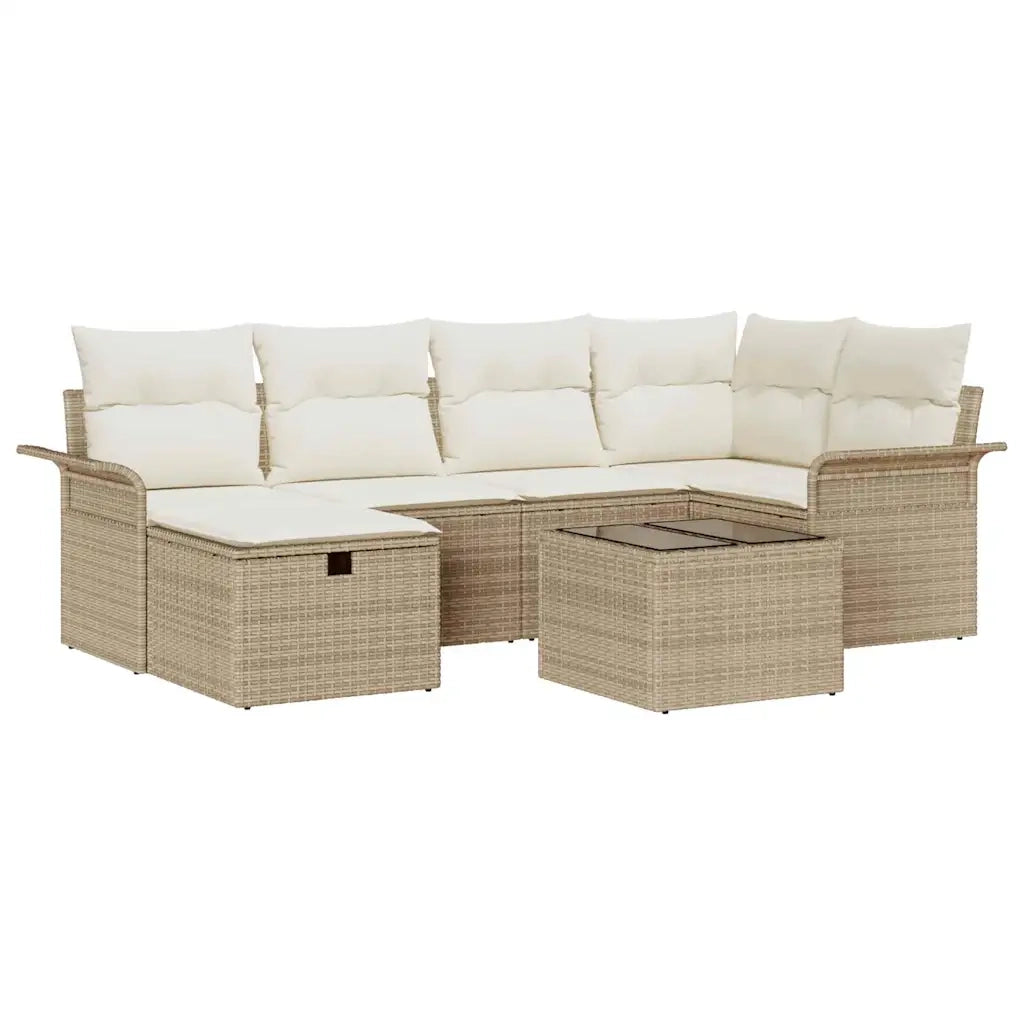 Set Divano da Giardino 7 pcs Beige e Crema polyrattan 3358890