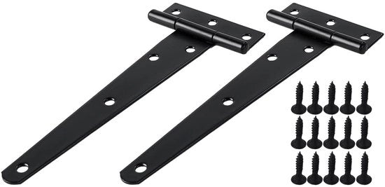 Scharniere a porta 150 mm - 2 pezzi - neri smaltati - scharniere metallici - verniciatura anticorrosiva - ideali per uso all'aperto - Scharniere a porta