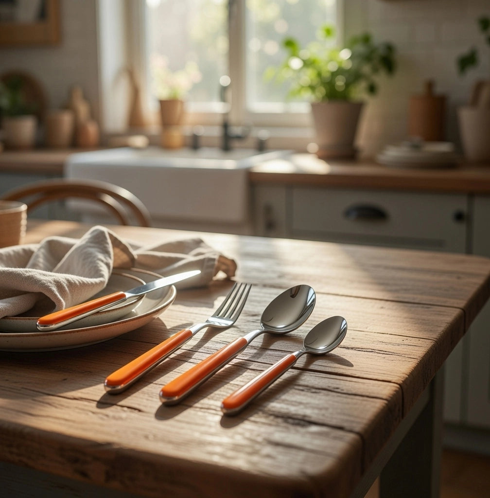 Servizio Set di Posate 24 pezzi in Acciaio Inox Eme Brio Arancio 79