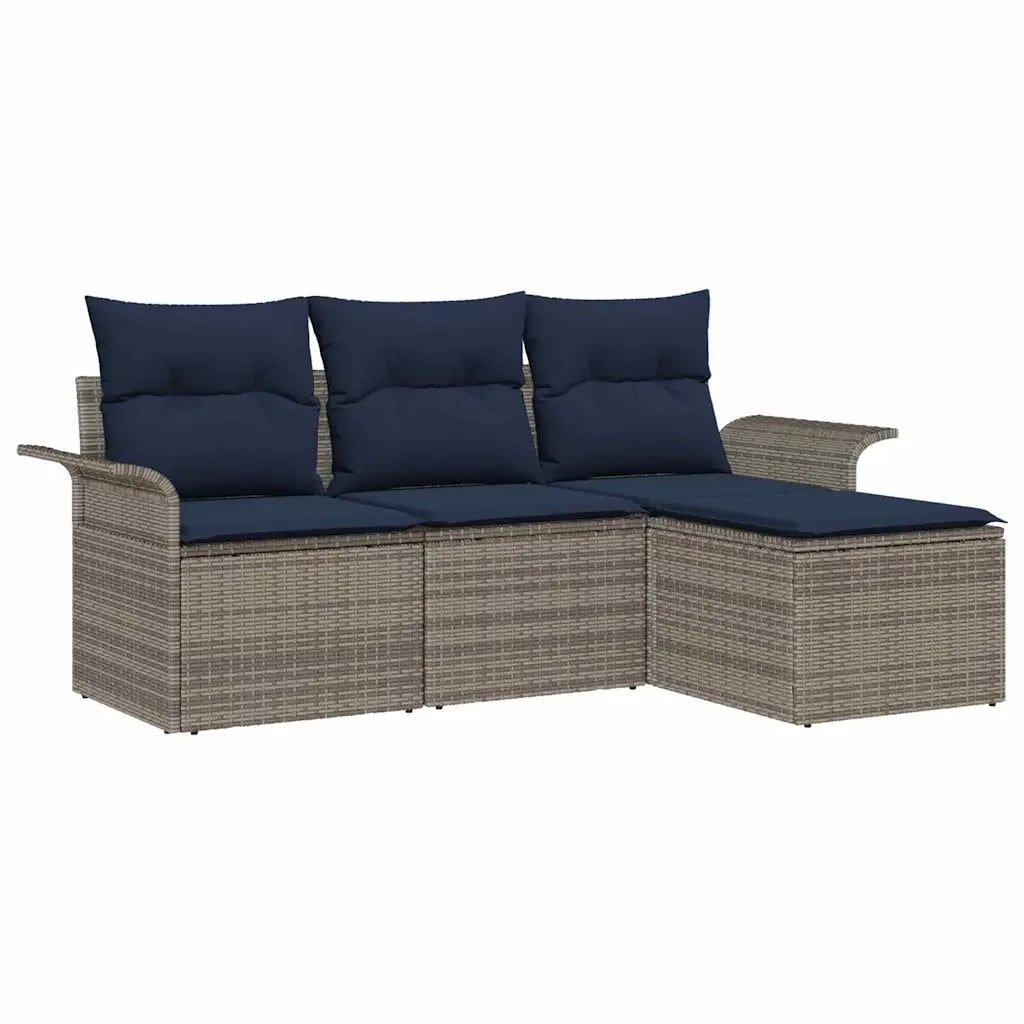 Set Divano da Giardino con cuscino 4 pcs Grigio polyrattan 3353984