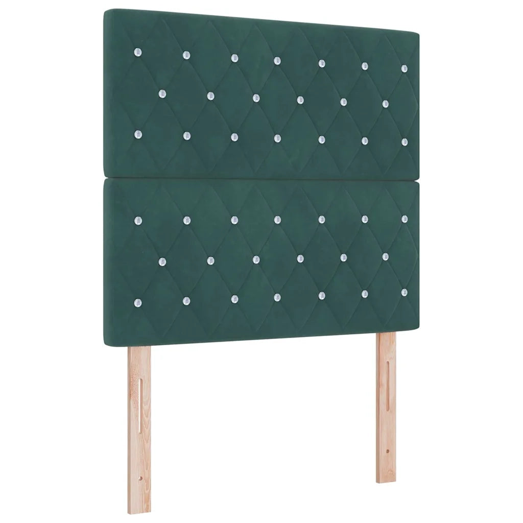 Letto a Sorgente LED Verde Scuro 120 x 190 cm Tessuto