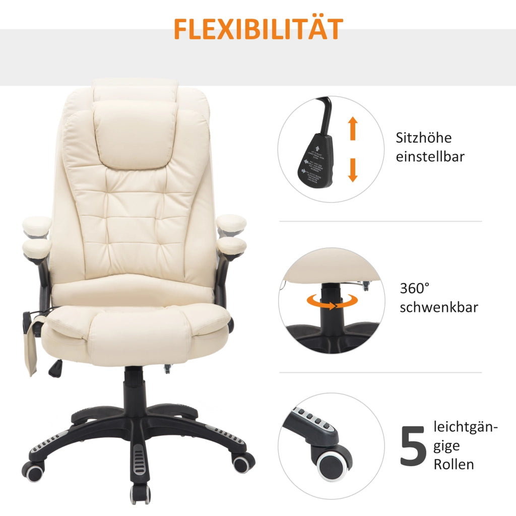Sedia da ufficio con massaggio e riscaldamento ¨C Minimal ¨C cremewei? e nero