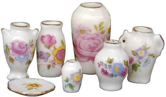Vaso da Fiori Mini - 7 Pezzi - Ceramica/Porcellana - Accessori per Bambola - Decorazione - Paesaggio Miniaturizzato - Finestra di Alta Qualità - Vaso da Fiori Miniaturo