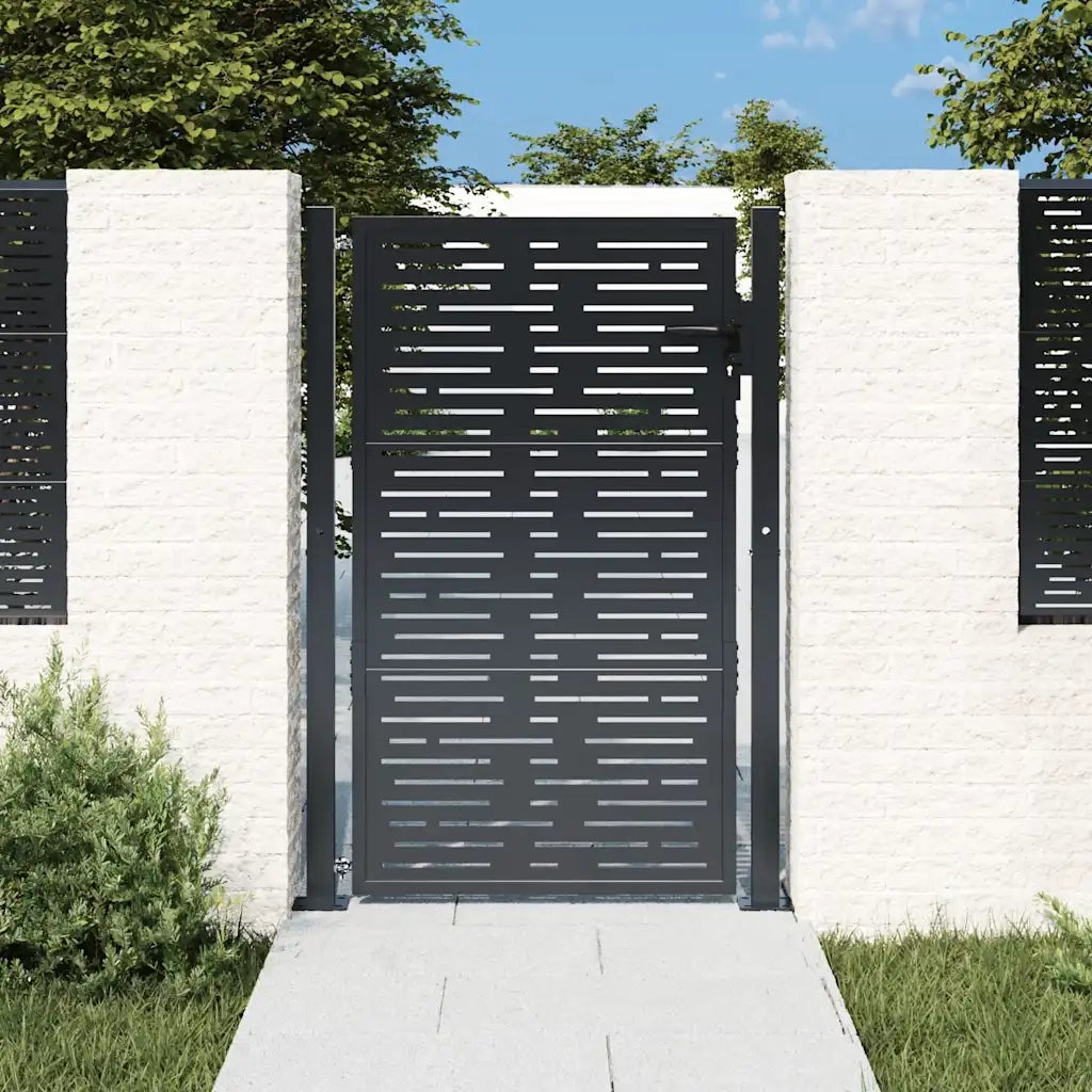 Cancello da giardino antracite 100x150 cm in acciaio design quadrato CFW6371947