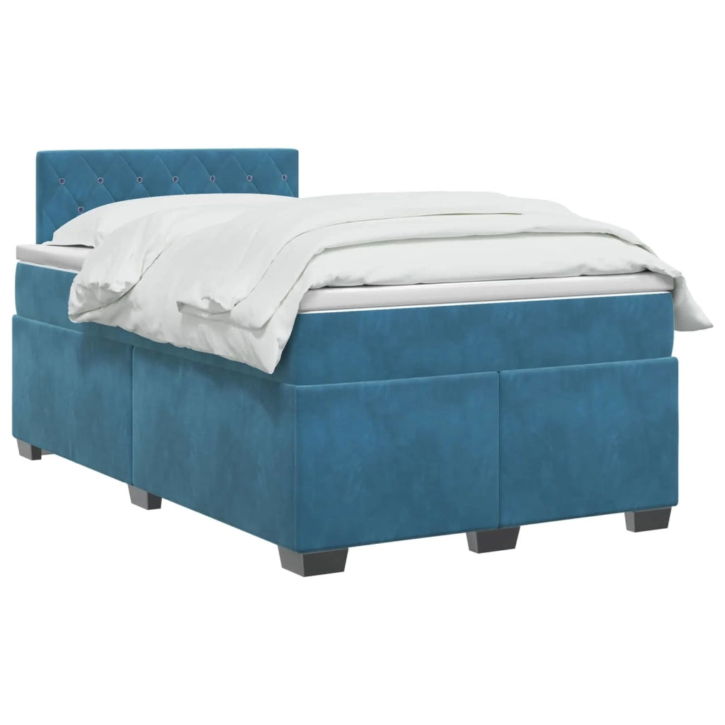 Letto con Box Spring, Materasso e LED Blu 120 x 190 cm Velluto 3452136