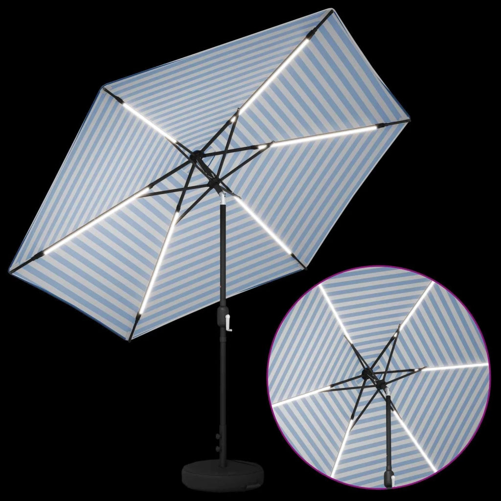 Ombrellone da giardino-Parasol da giardino con luci LED e base 300 x 300 cm Poliestere 994125